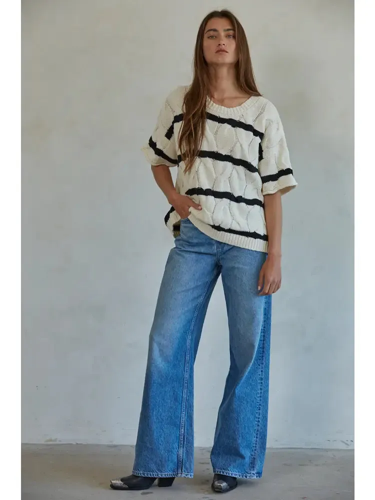 Cable Striped Pullover