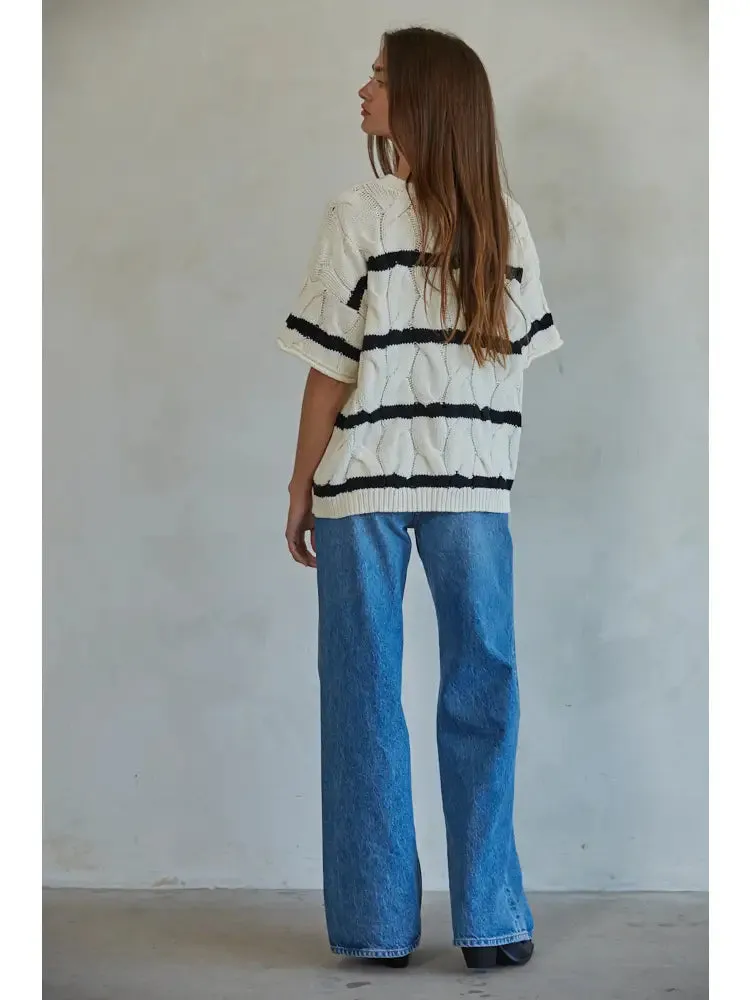 Cable Striped Pullover