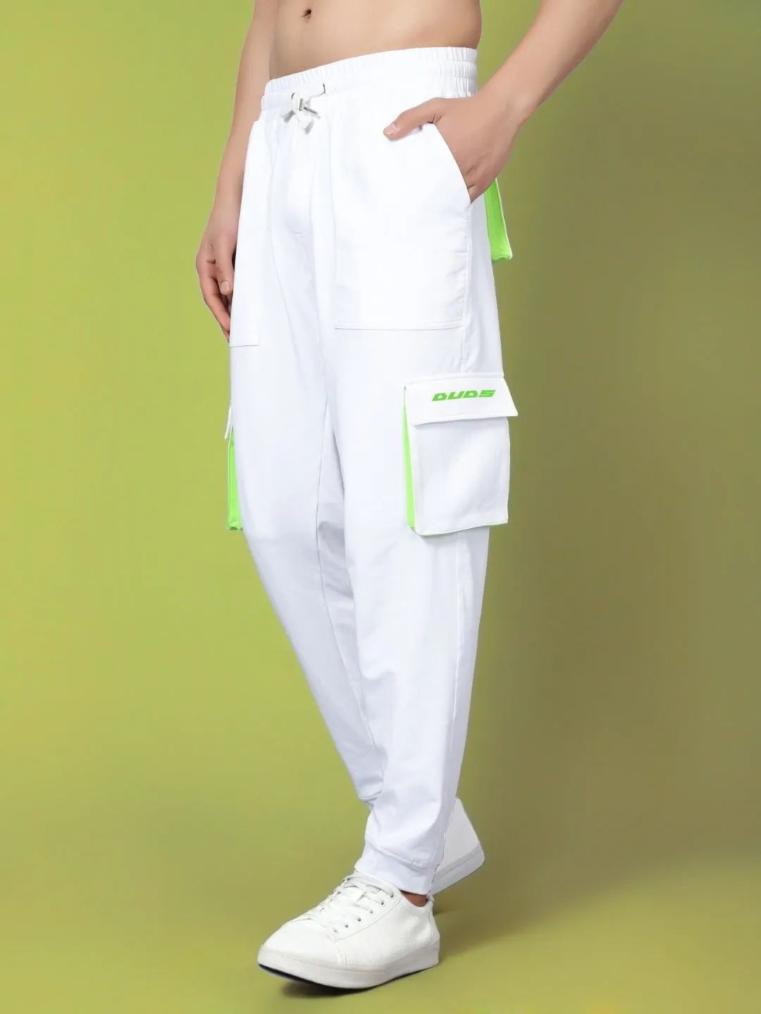 Cargo Pants (White With Lilac Highlighter)