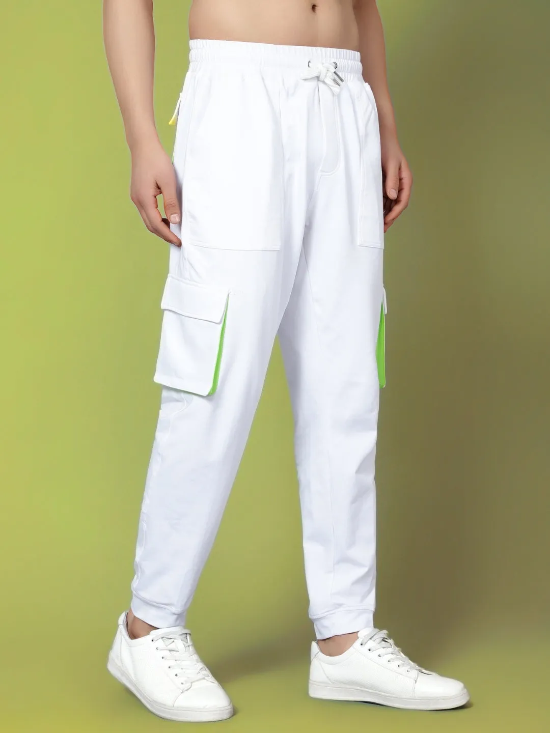 Cargo Pants (White With Lilac Highlighter)