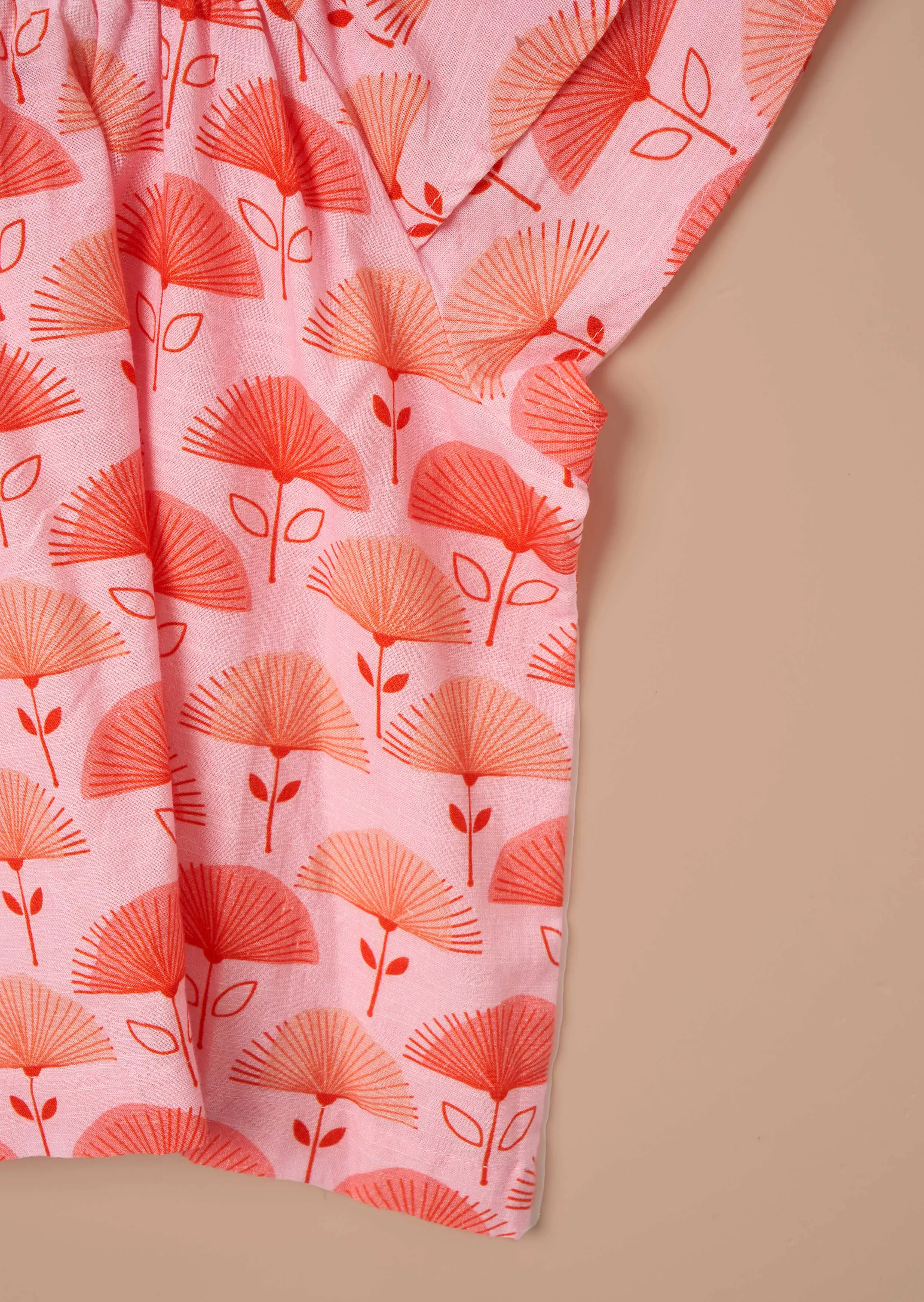 Carman Pink Fan Floral Top