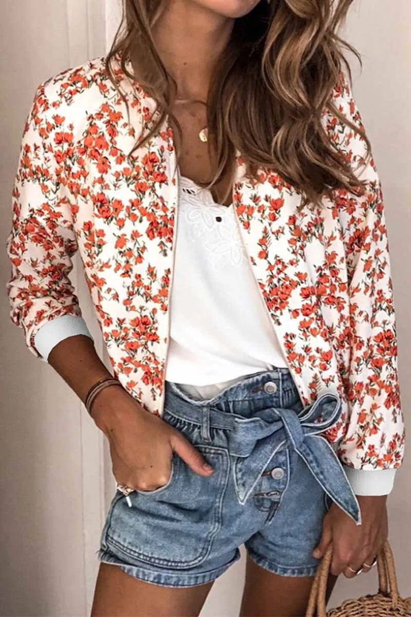 Casual Fashion Printed Round Neck Long Sleeve Jacket