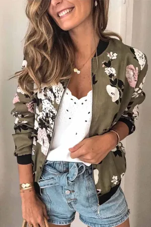 Casual Fashion Printed Round Neck Long Sleeve Jacket