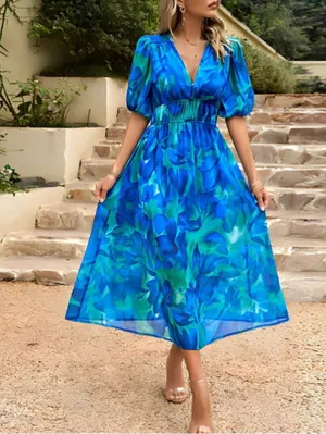 Celestiana - Elegant estampado midi dress