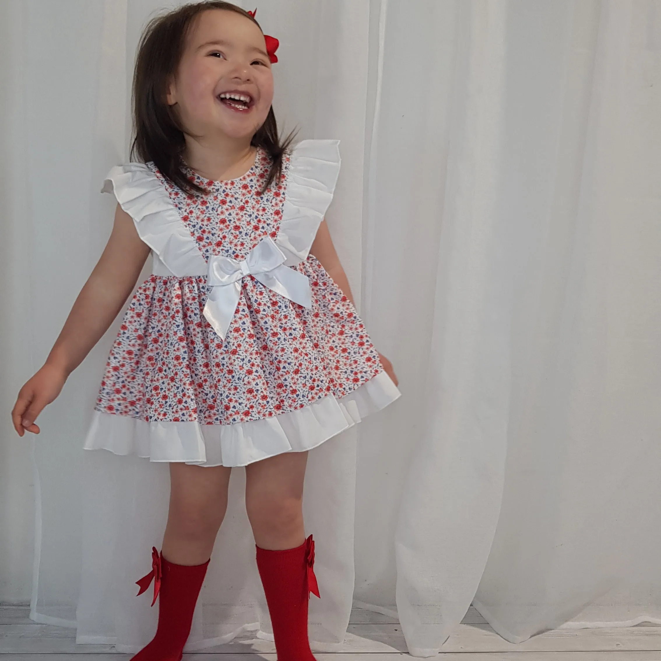 Ceyber Ditsy White Bow Dress Collection
