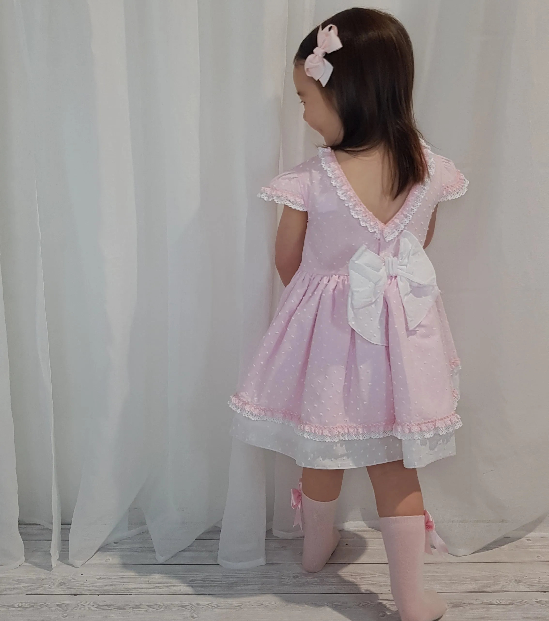 Ceyber Pink and White Dress 3Y-8Y