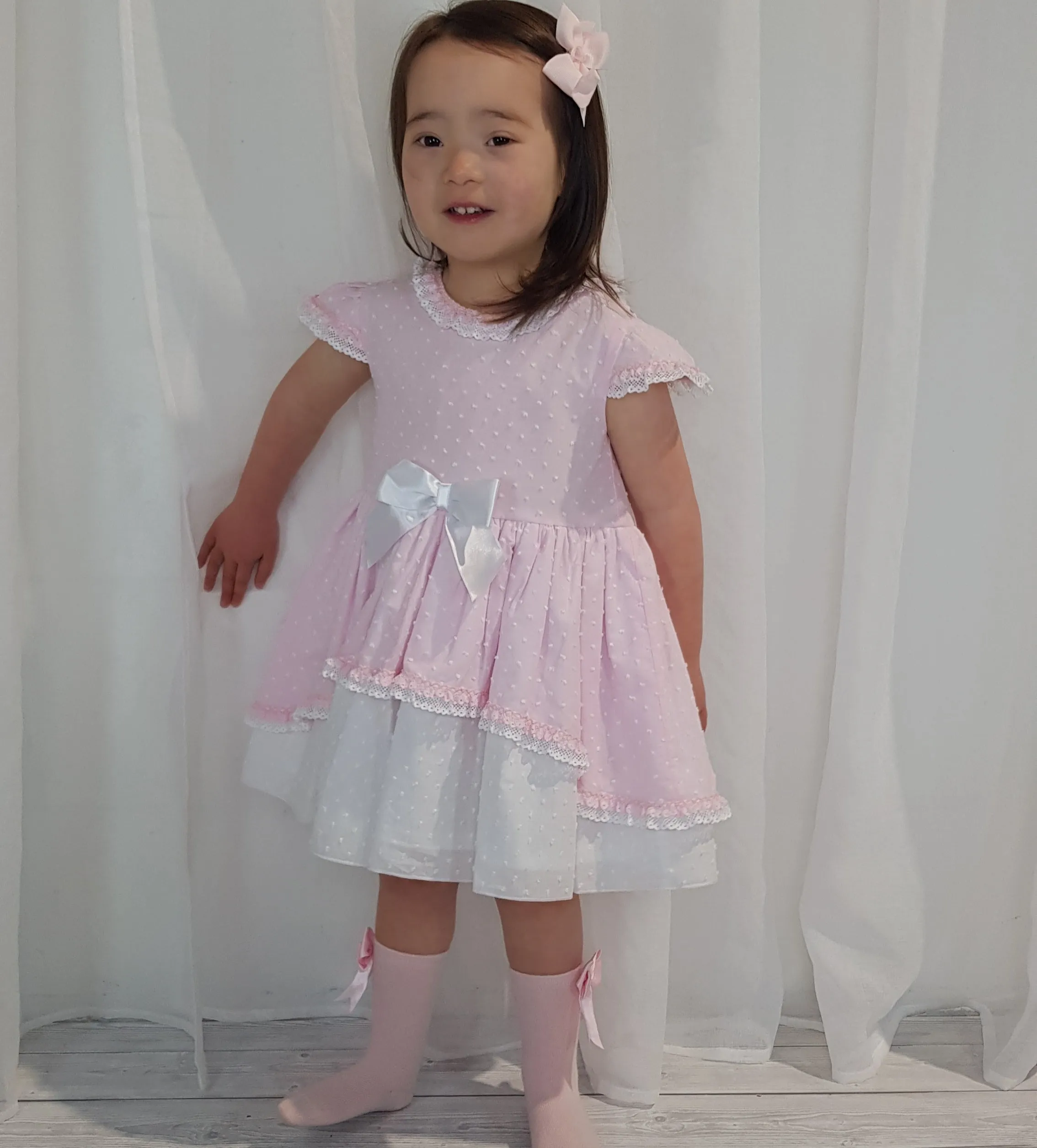 Ceyber Pink and White Dress 3Y-8Y