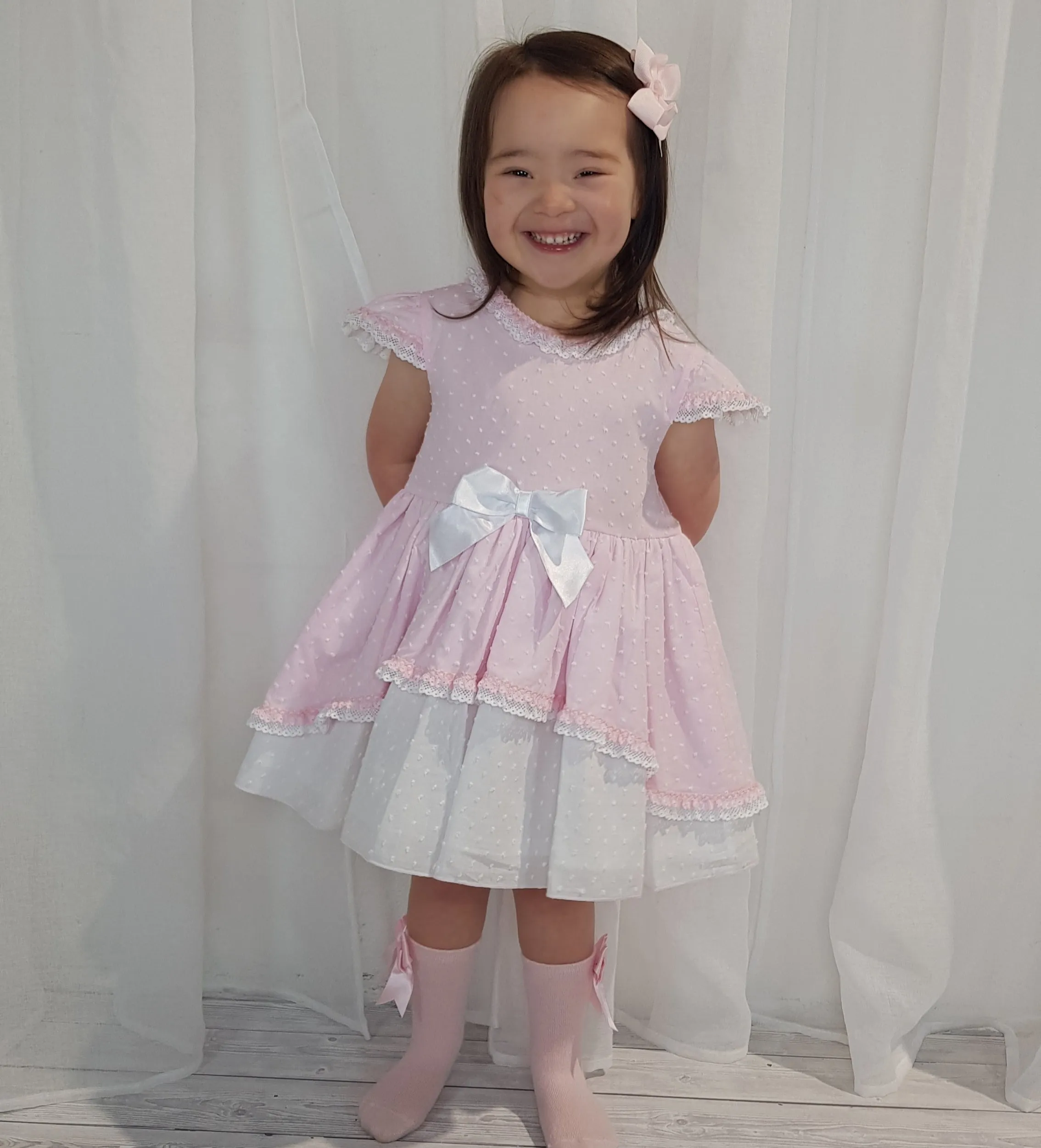 Ceyber Pink and White Dress 3Y-8Y