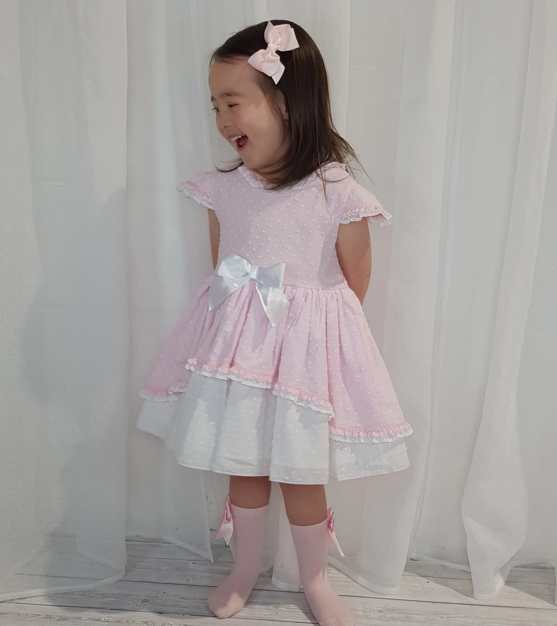 Ceyber Pink and White Dress 3Y-8Y