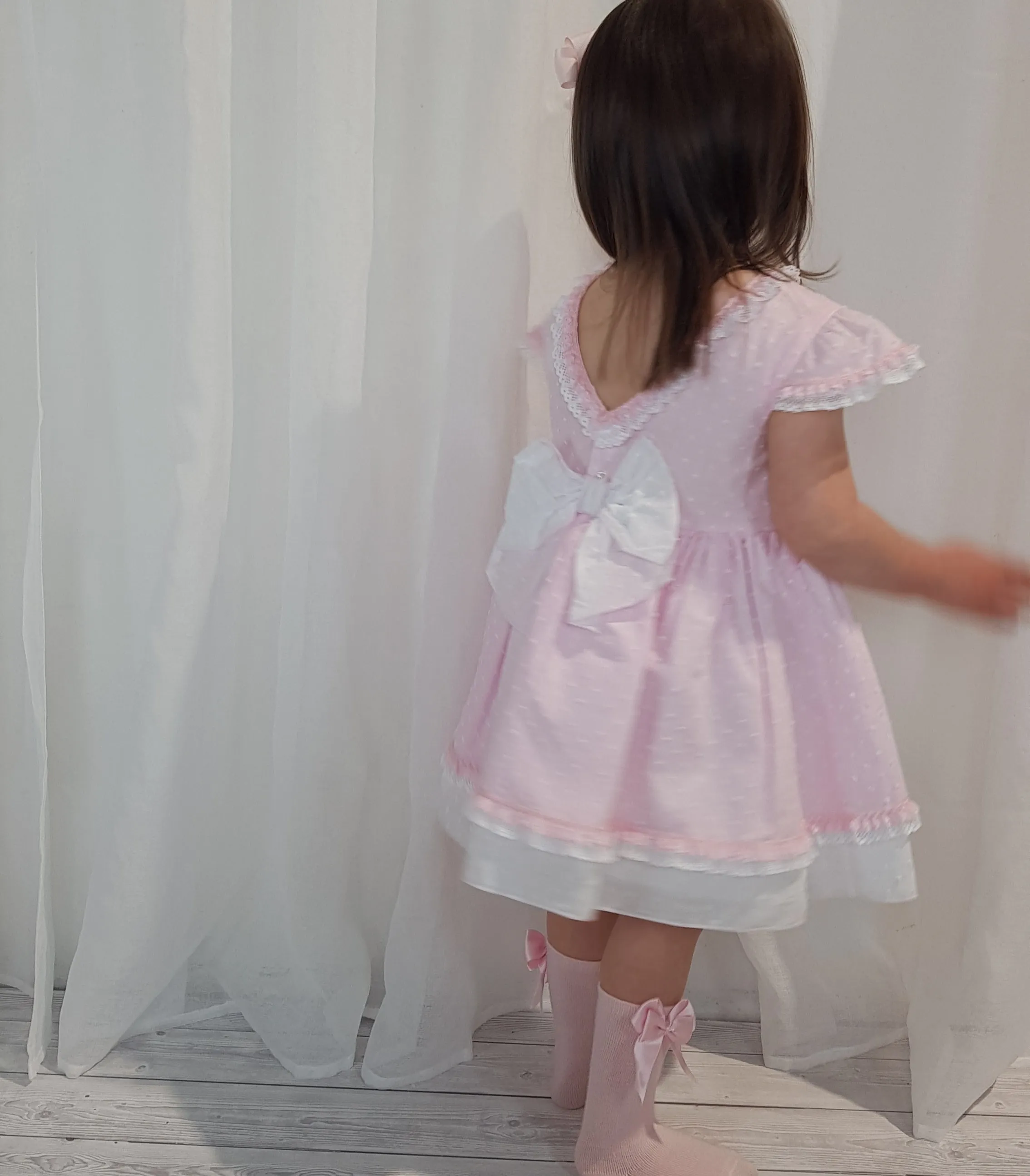 Ceyber Pink and White Dress 3Y-8Y