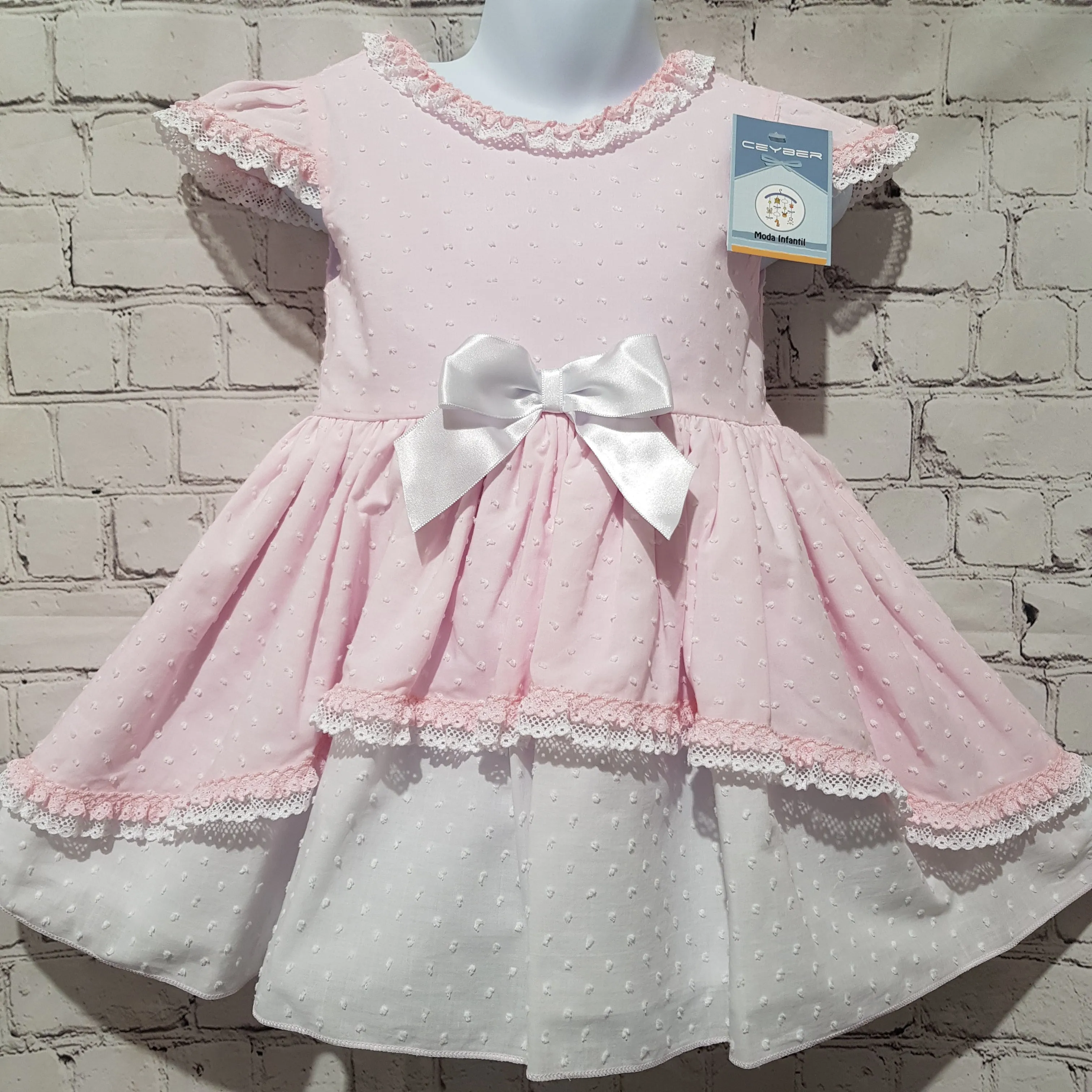 Ceyber Pink and White Dress 3Y-8Y