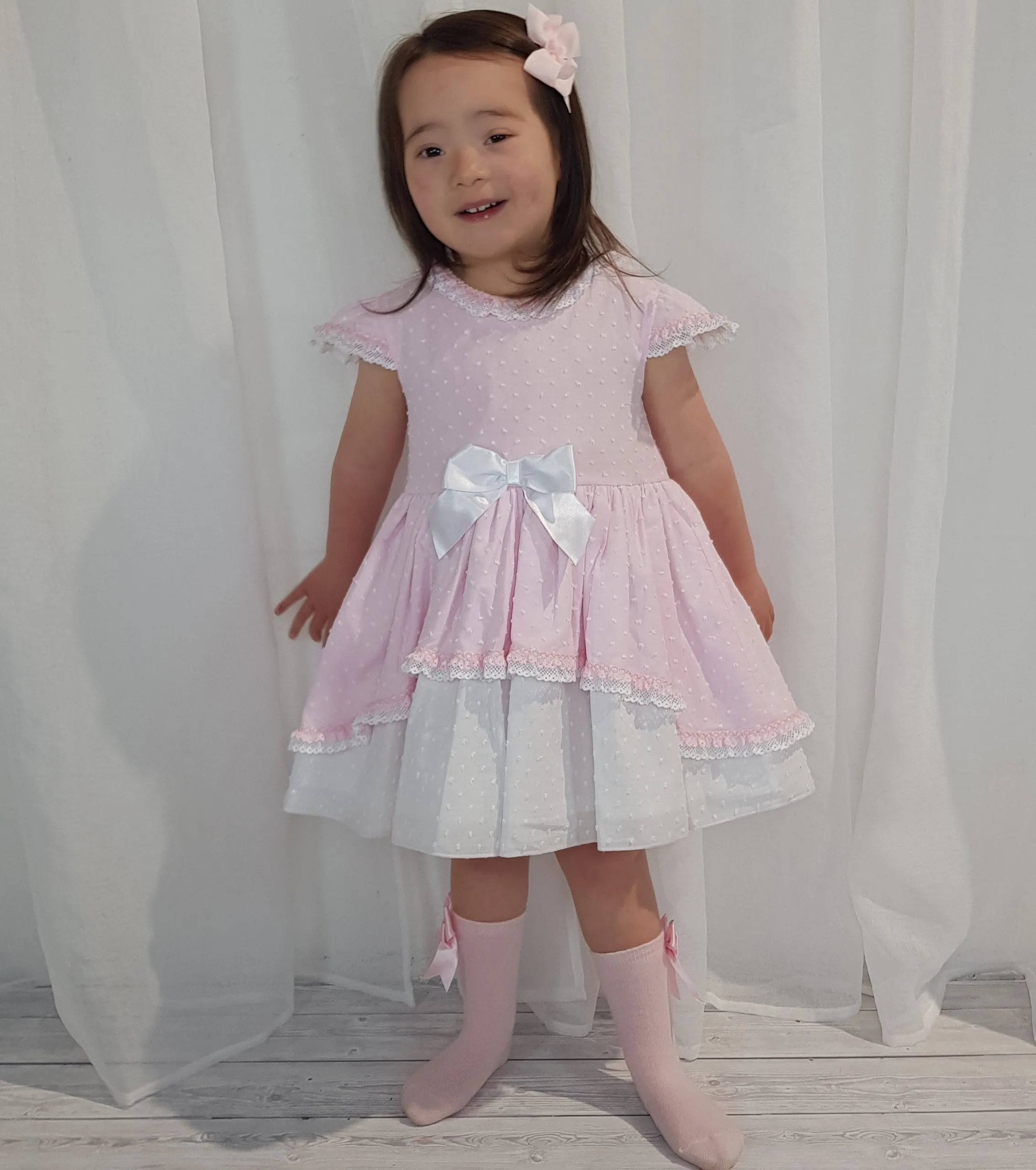 Ceyber Pink and White Dress 3Y-8Y