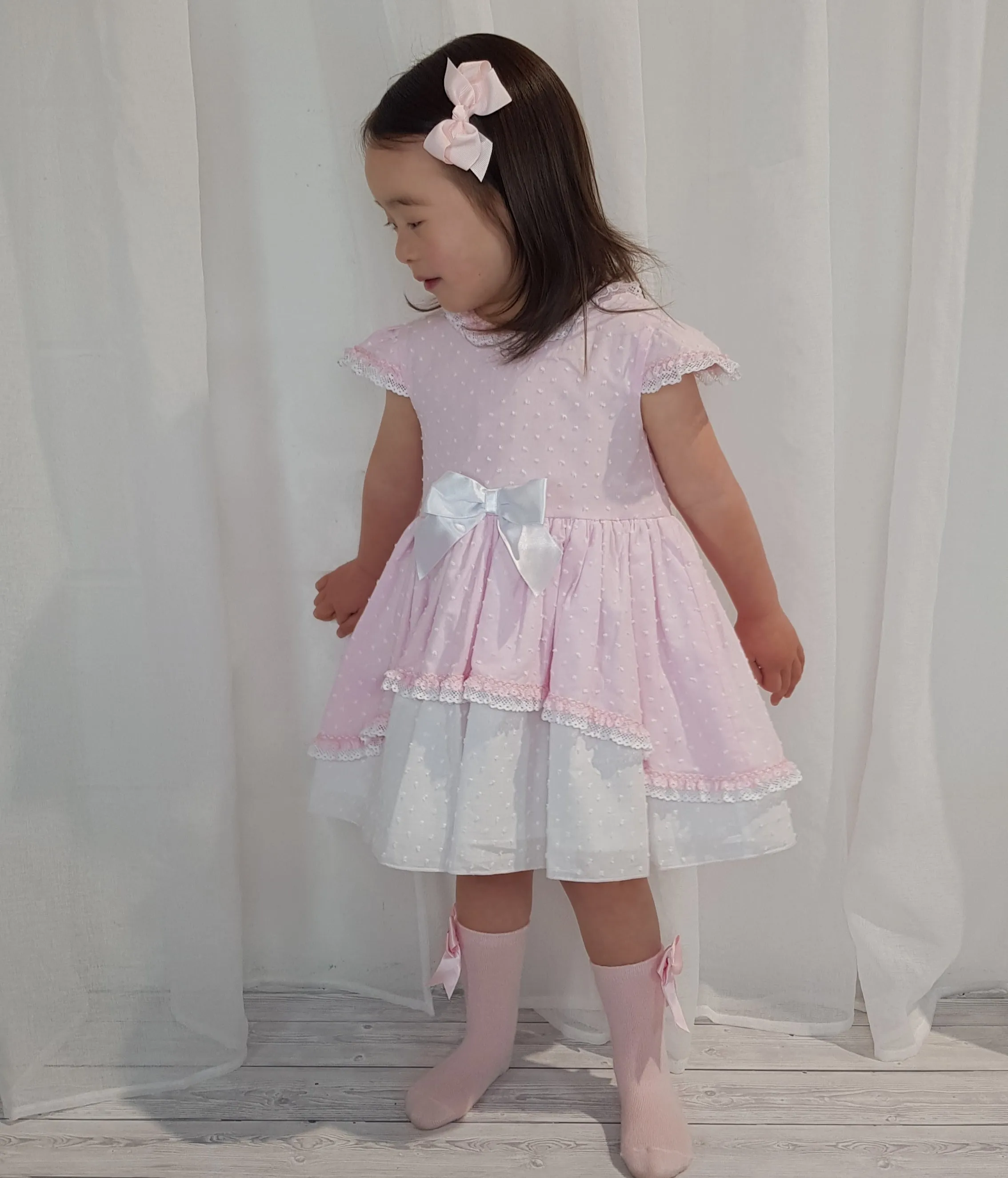 Ceyber Pink and White Dress 3Y-8Y