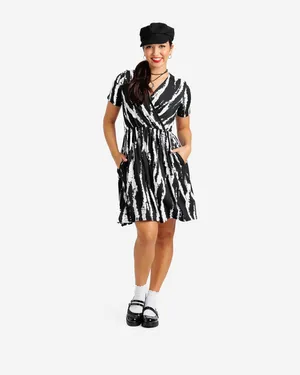 Chantale - Black White Distress Zebra Print