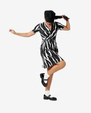 Chantale - Black White Distress Zebra Print