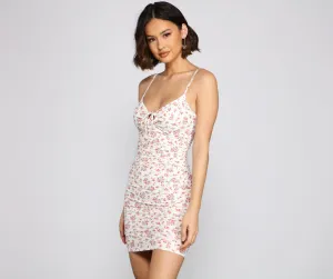 Charming Florals Ribbed Charming Knit Mini Dress