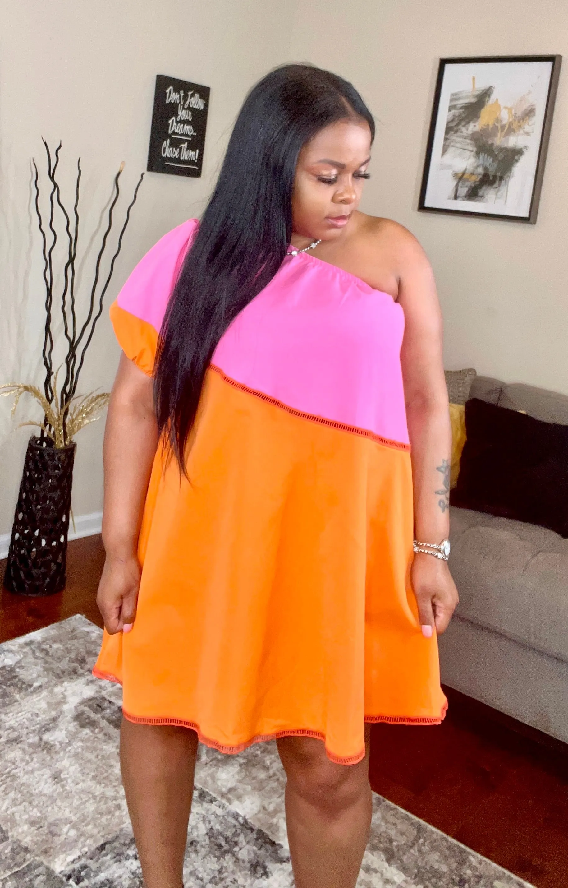 Color Block Shoulder Dress