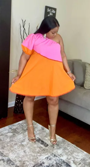 Color Block Shoulder Dress