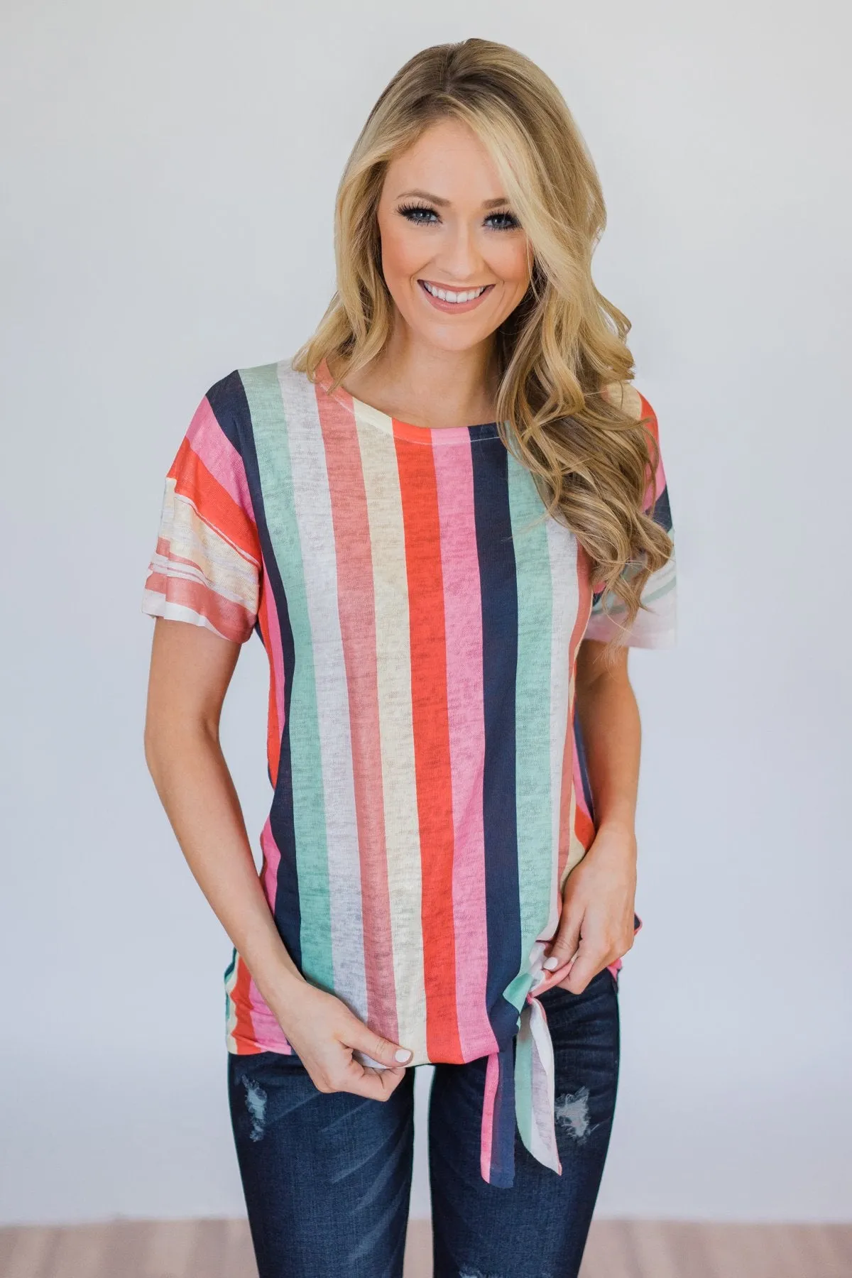 Color Happy Tie Top