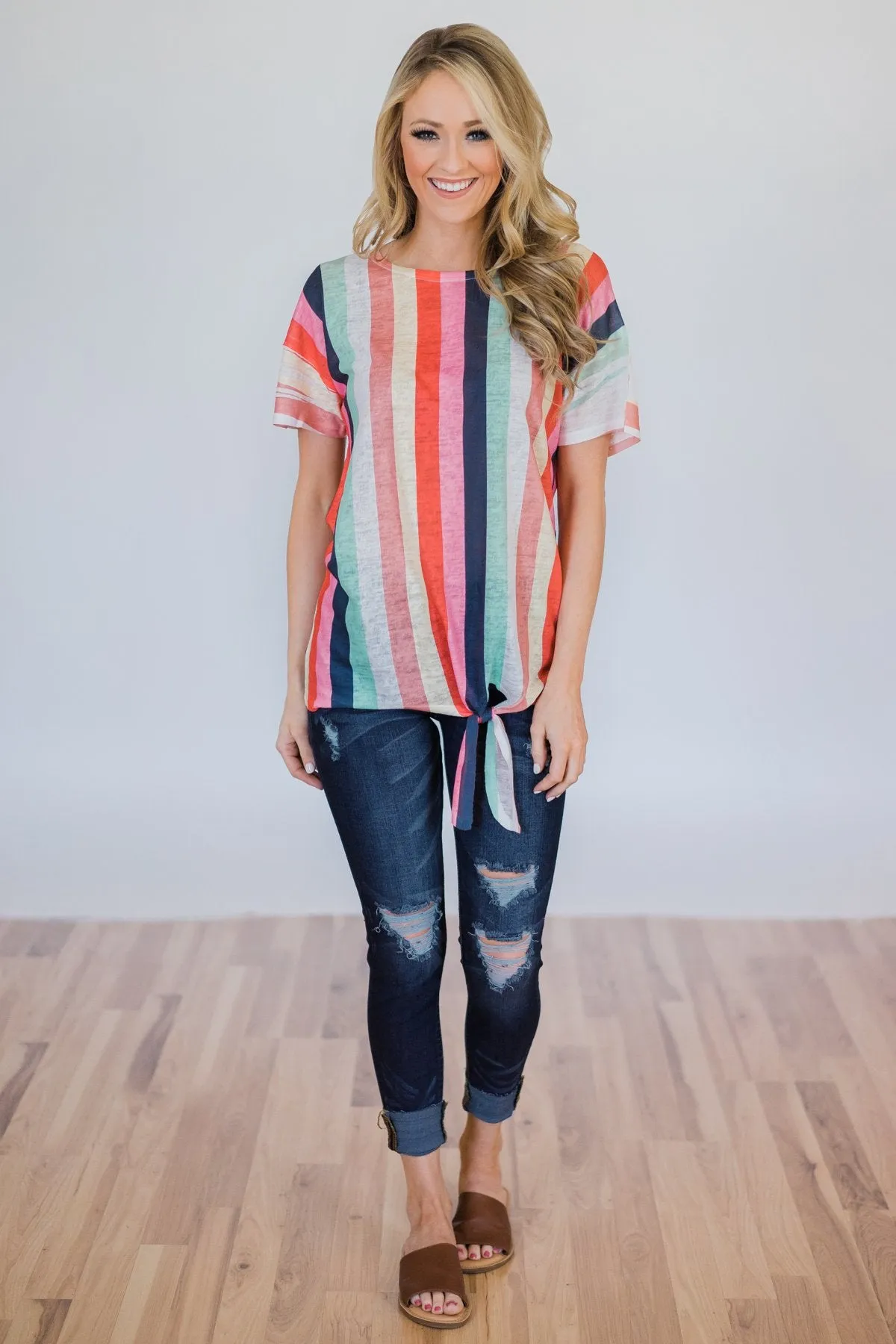 Color Happy Tie Top