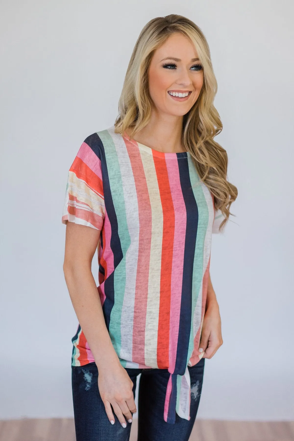Color Happy Tie Top