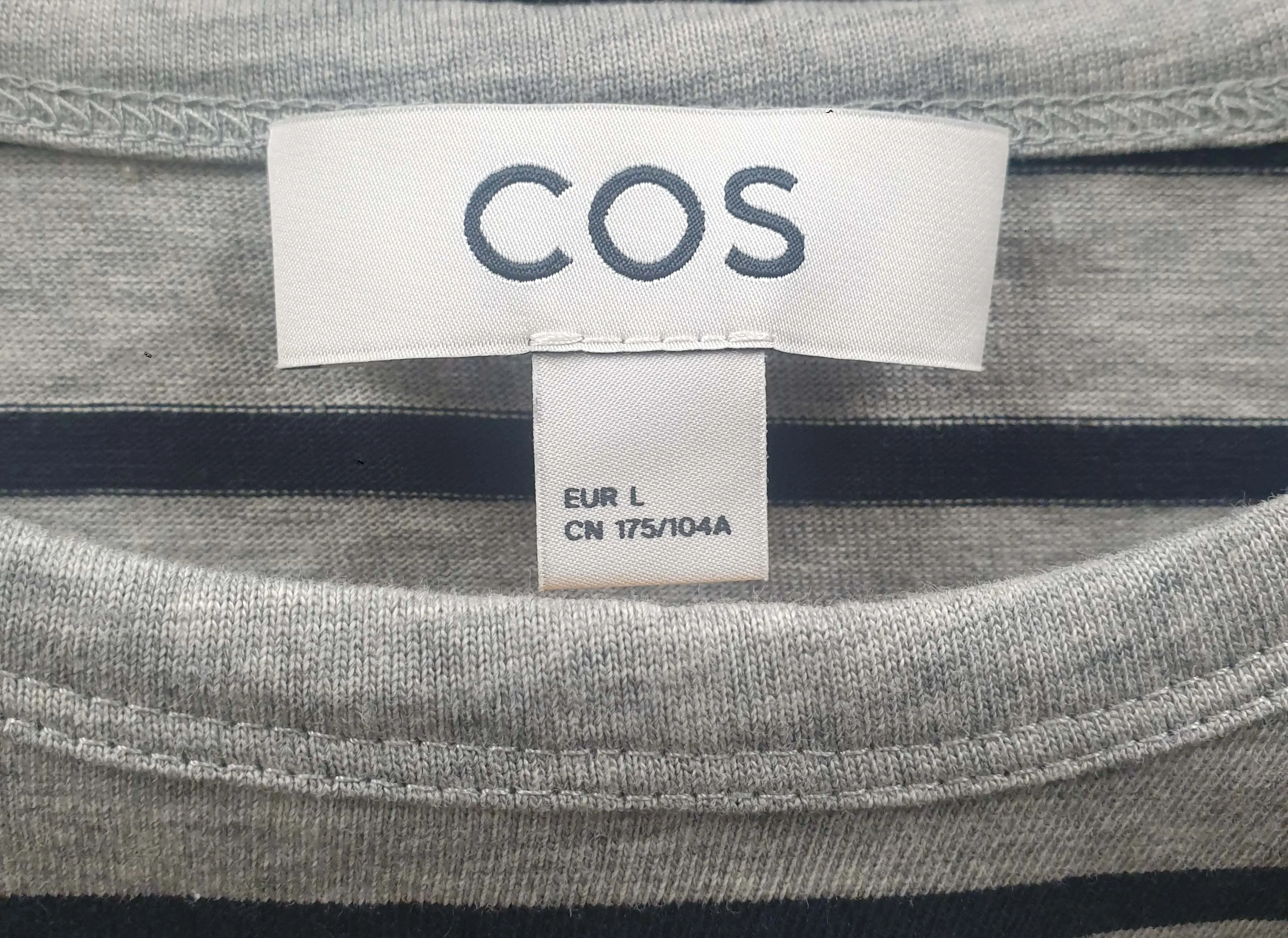 Cos grey and white striped top size L