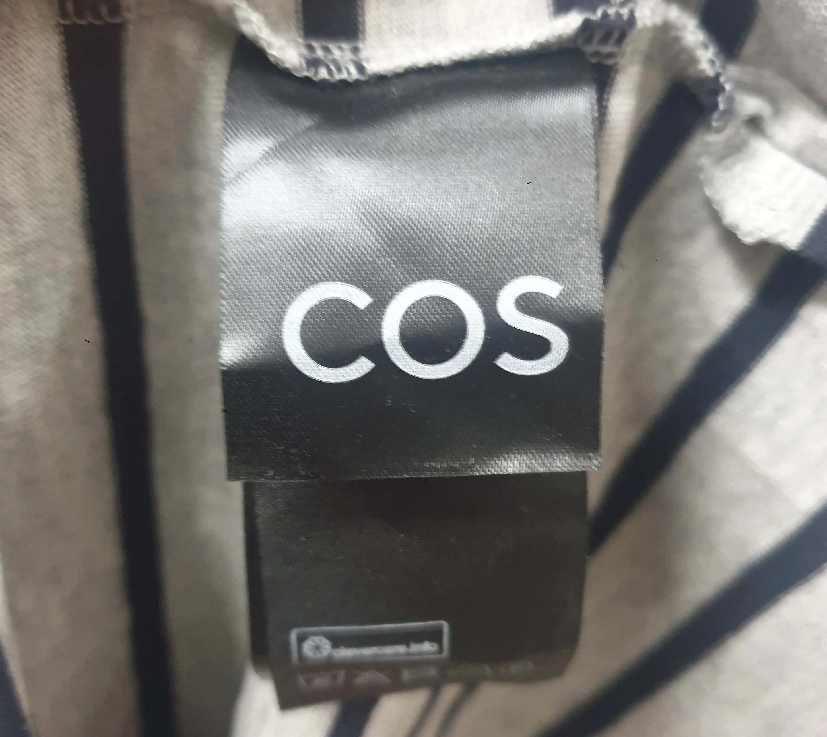 Cos grey and white striped top size L