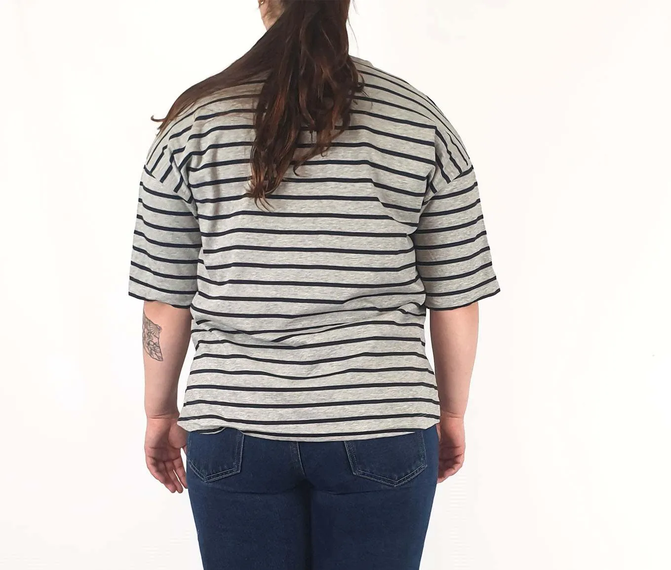 Cos grey and white striped top size L