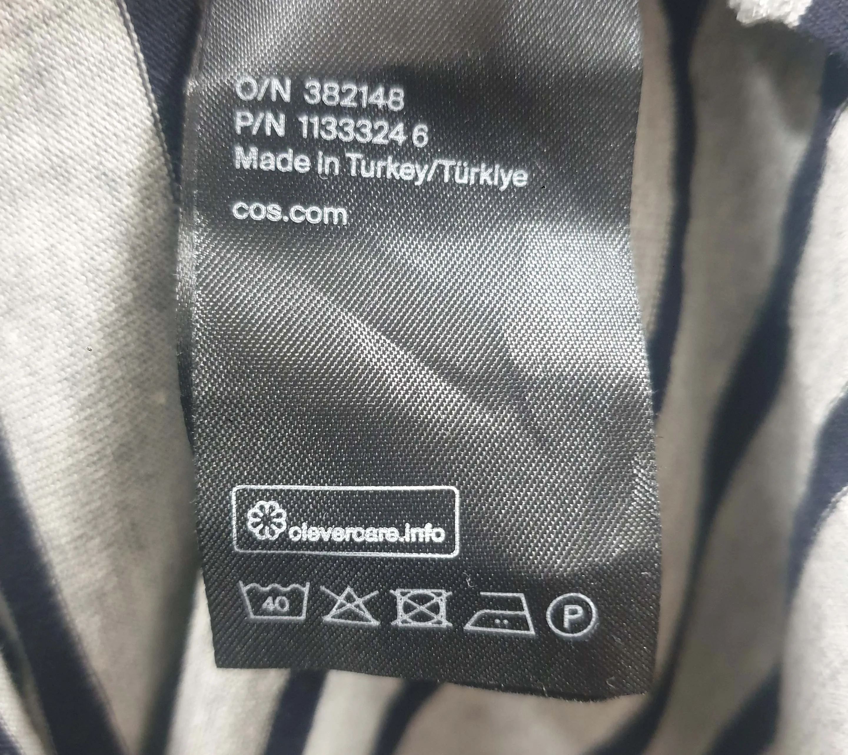 Cos grey and white striped top size L