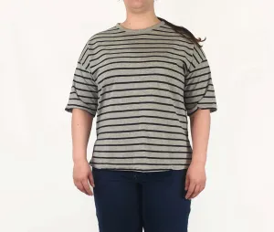 Cos grey and white striped top size L