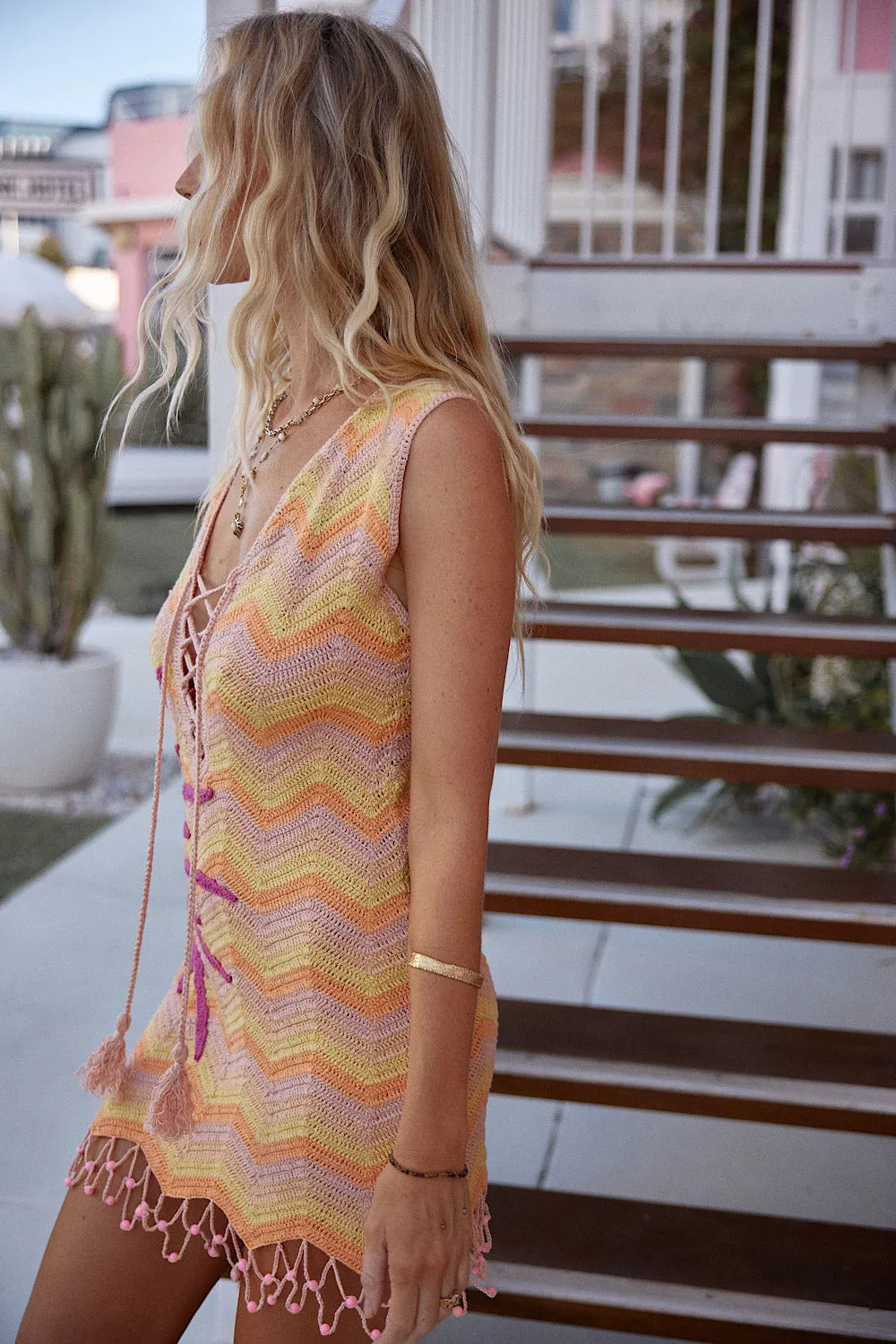 Cover Me In Sunshine Crochet Mini Dress