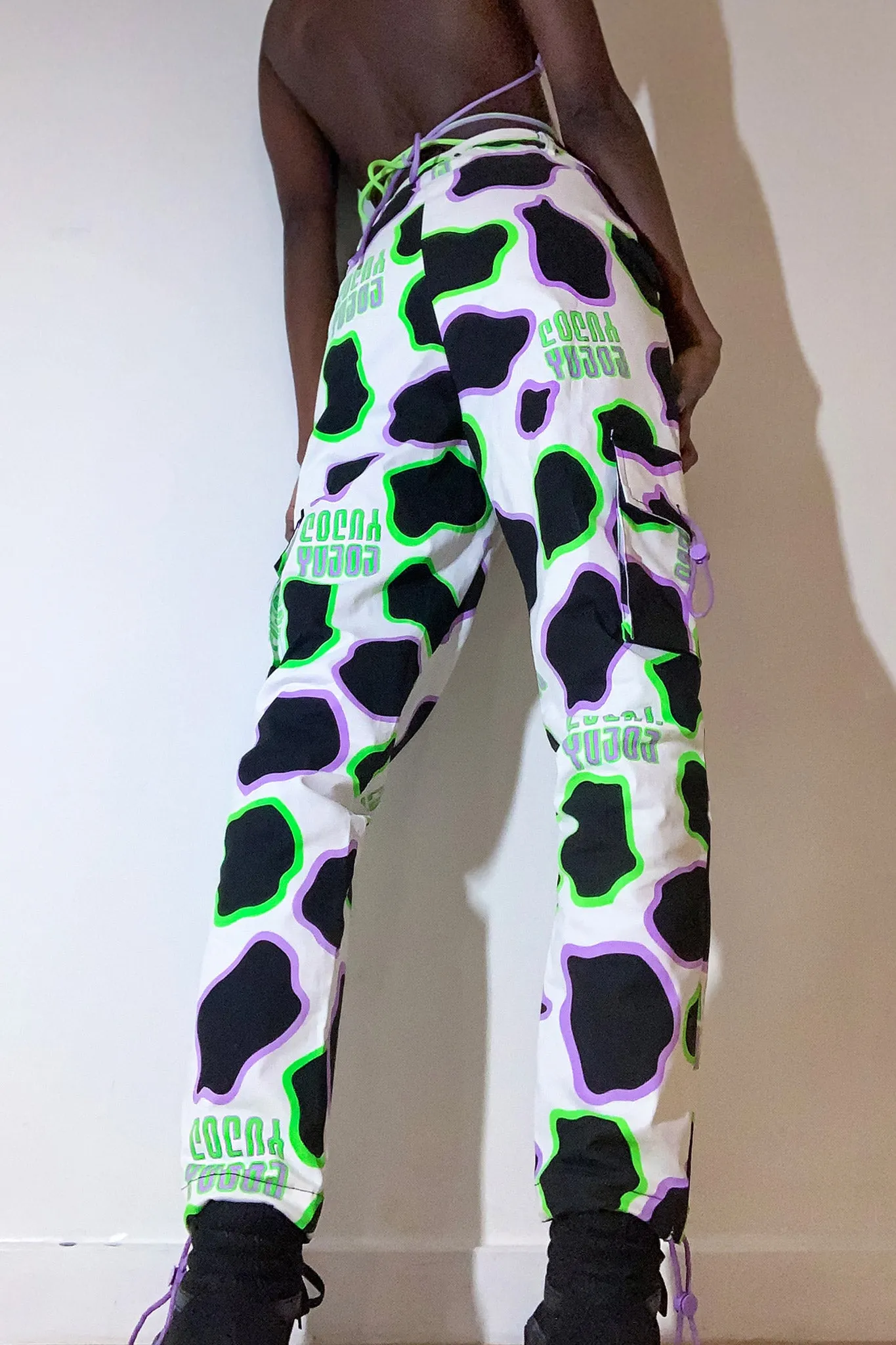 Cow Print Cargo Pants