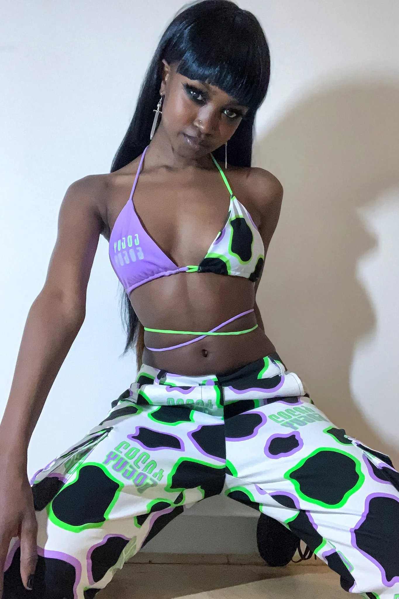 Cow Print Cargo Pants
