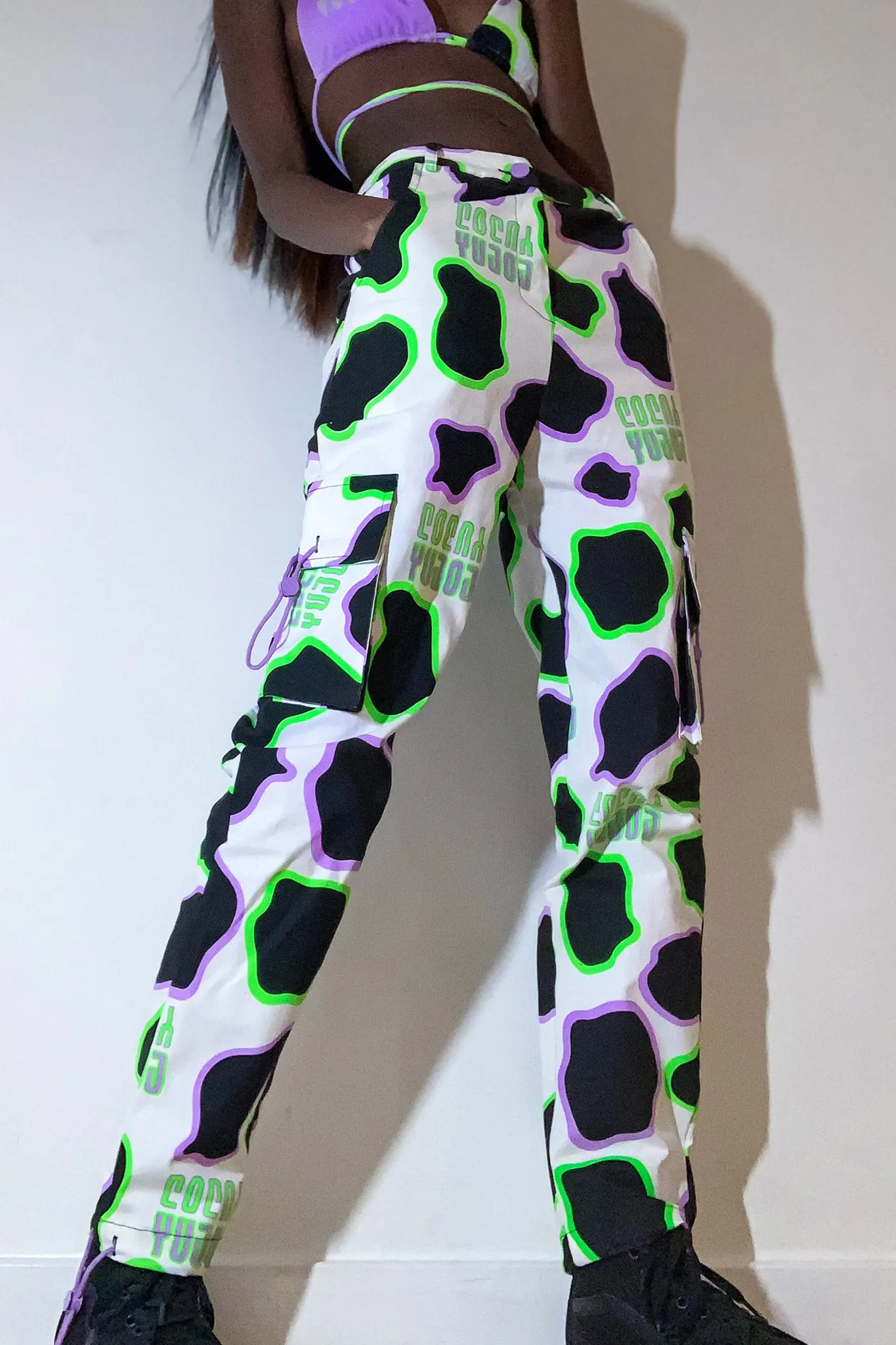 Cow Print Cargo Pants