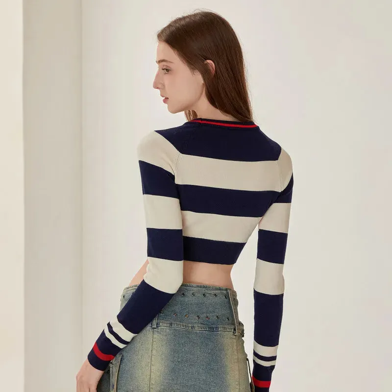 Cozy Striped Crew Neck Pullover Sweater