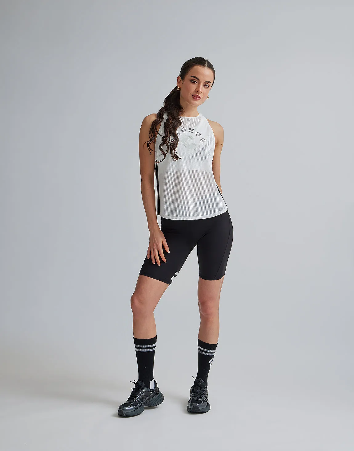 CRONOS WOMEN MESH TANKTOP【WHITE】