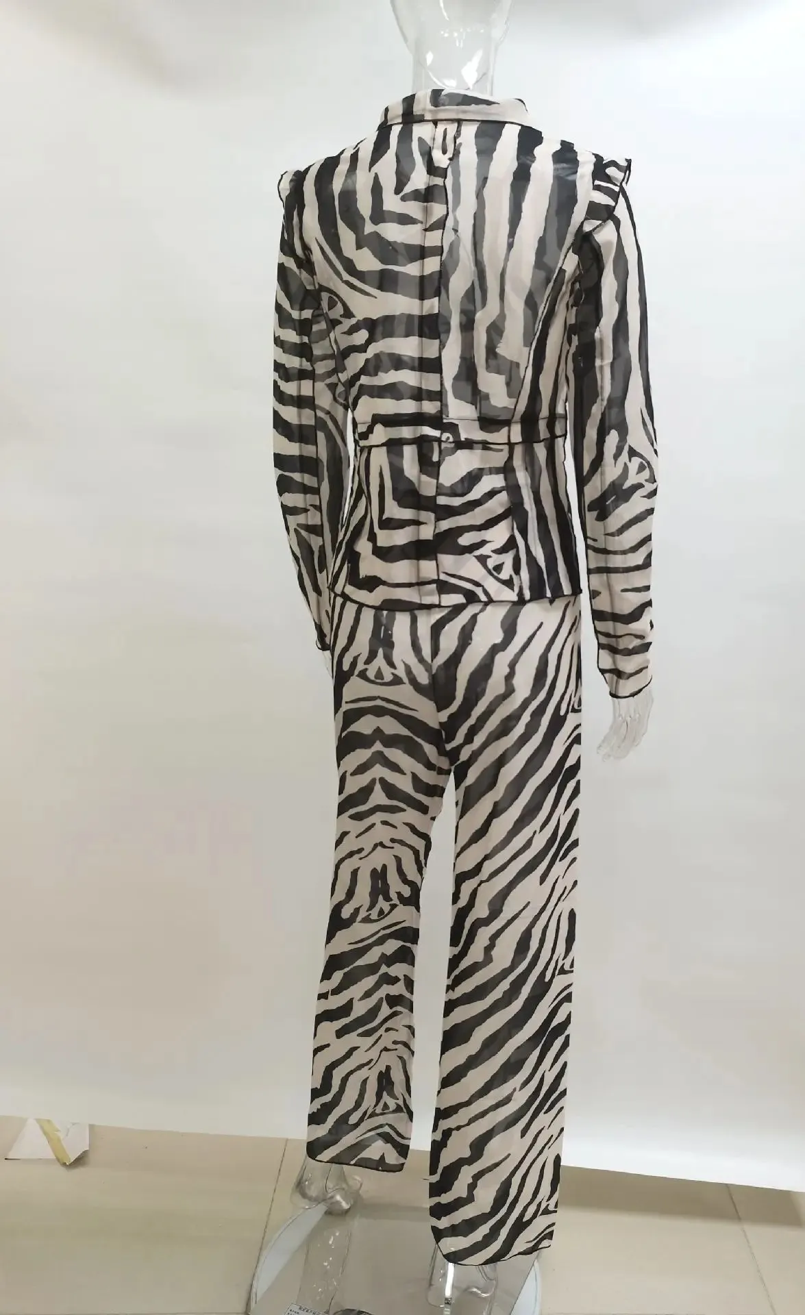 Cryptographic Mesh Print Stripe Tie Top & Pants 2 Piece Sets Beachwear