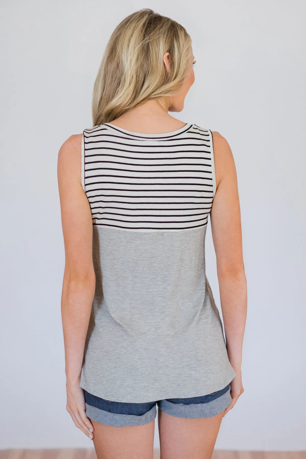 Day by Day Striped Pocket Tank Top- Mint
