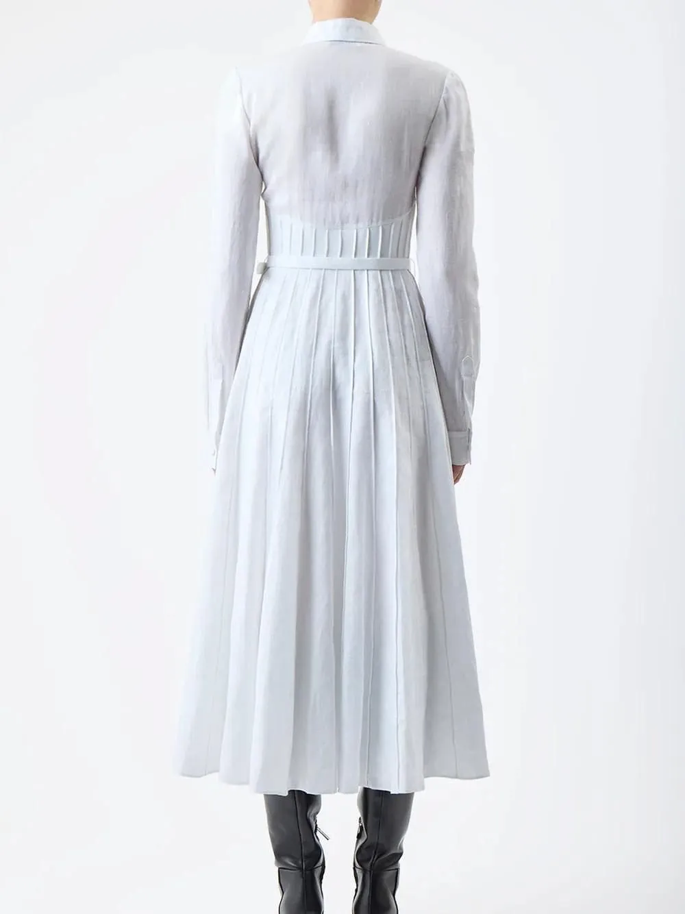 Dewi Pleated Linen Dress