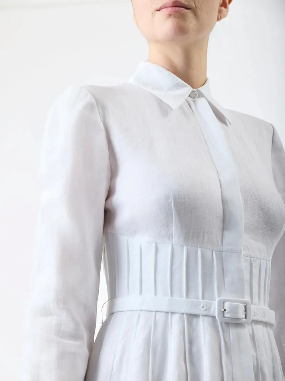 Dewi Pleated Linen Dress