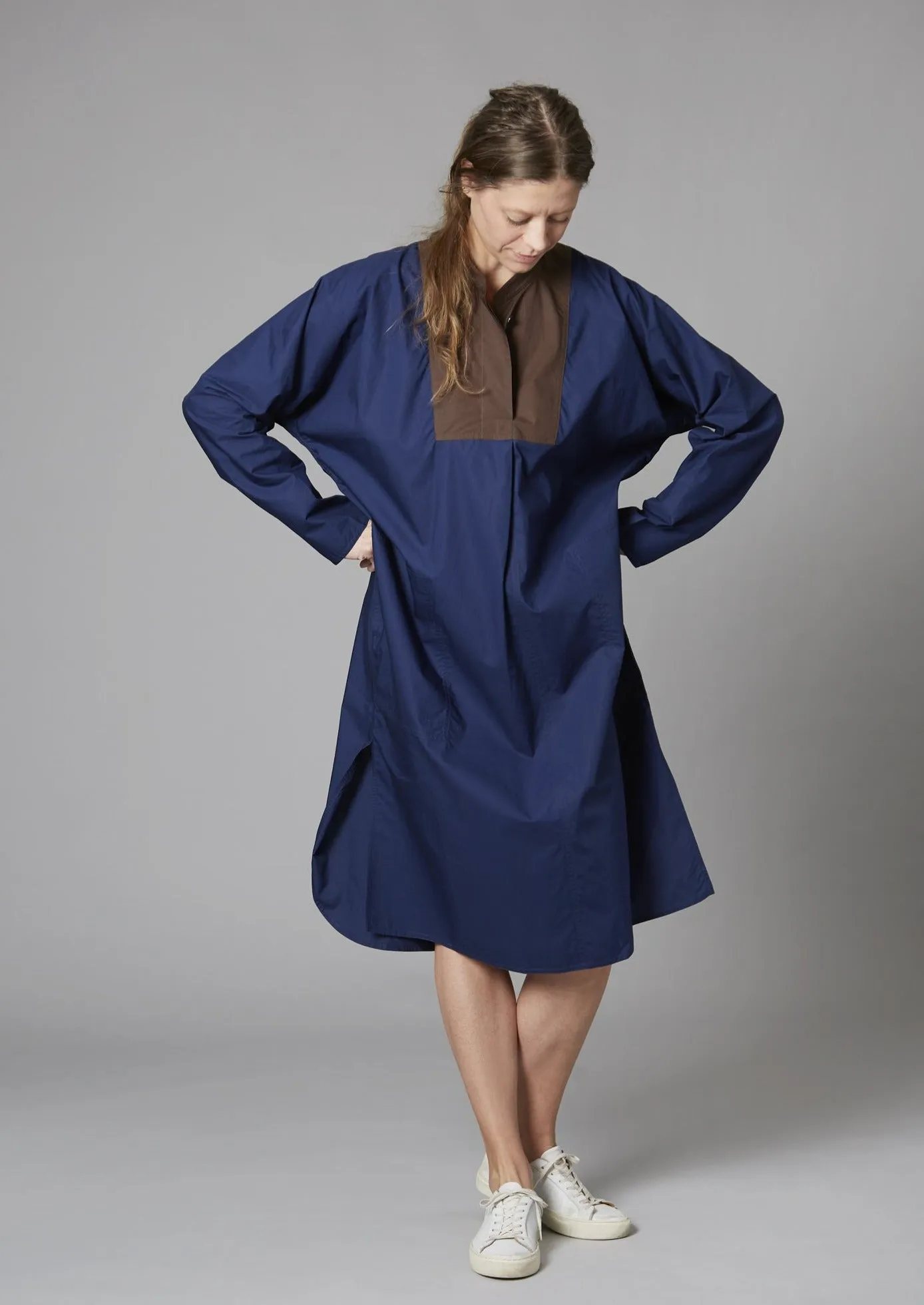 Dimitri Dress, Navy/Chocolate