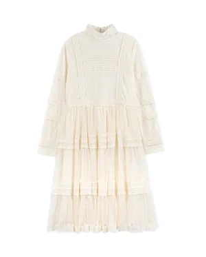 Dotted Tulle And Lace Dress