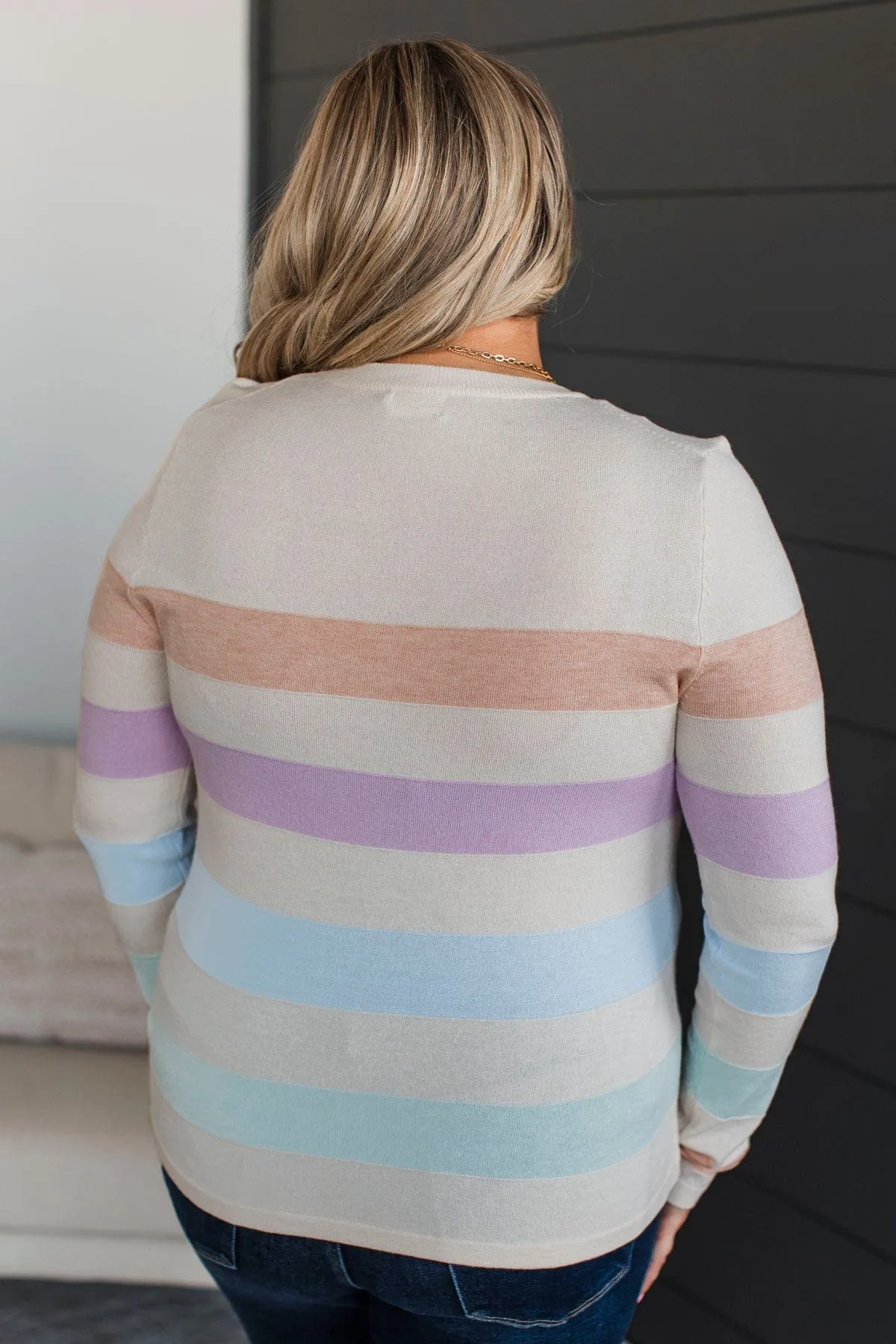 Electric Moments Striped Sweater- Oatmeal