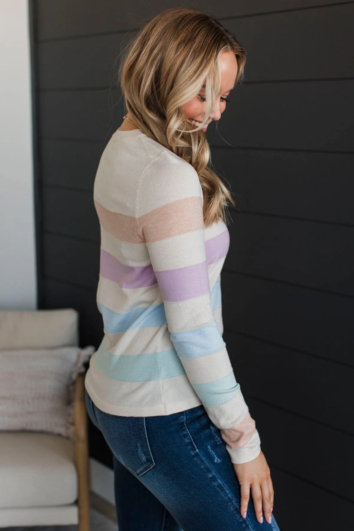 Electric Moments Striped Sweater- Oatmeal