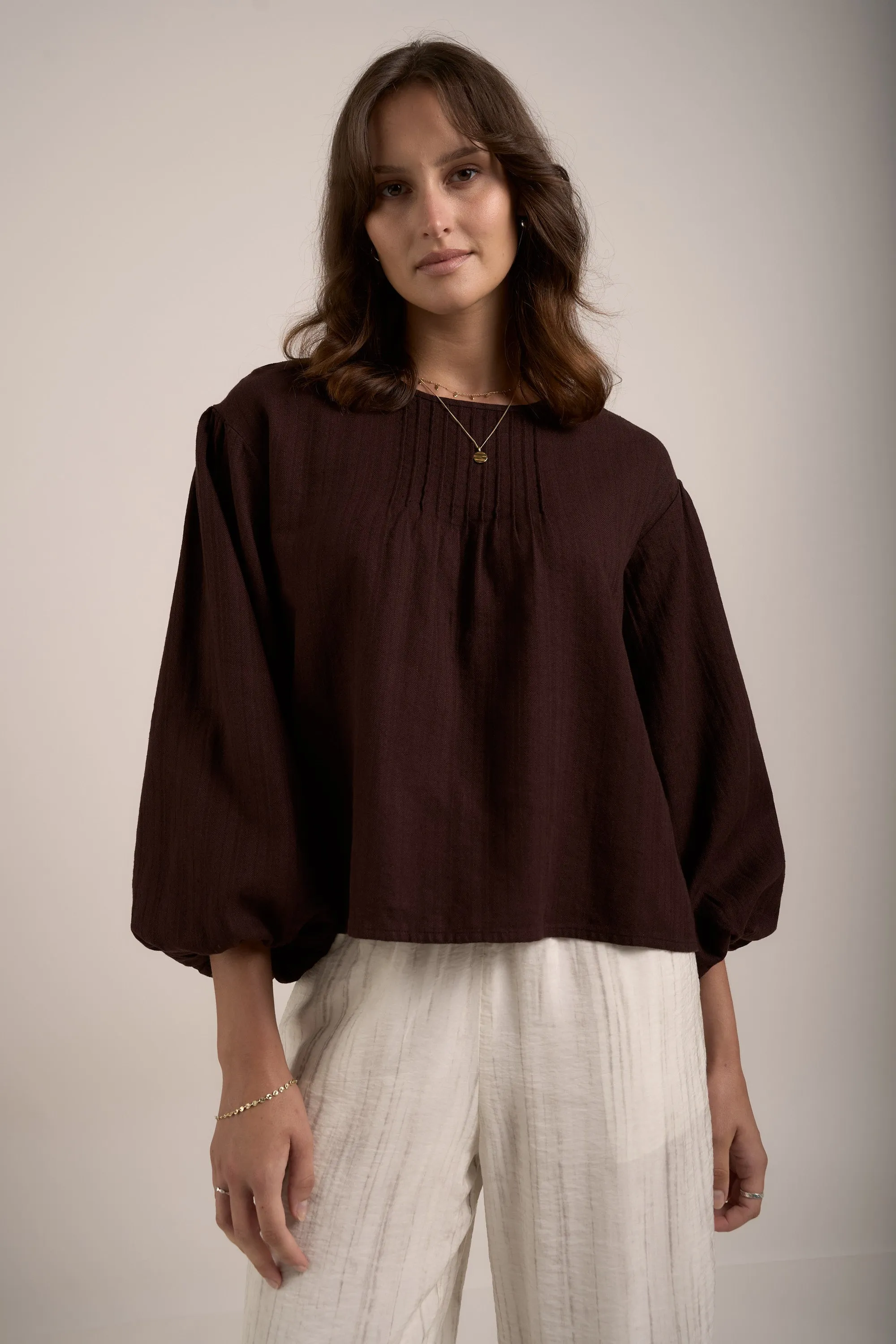 Elementary Pleated Linen Top