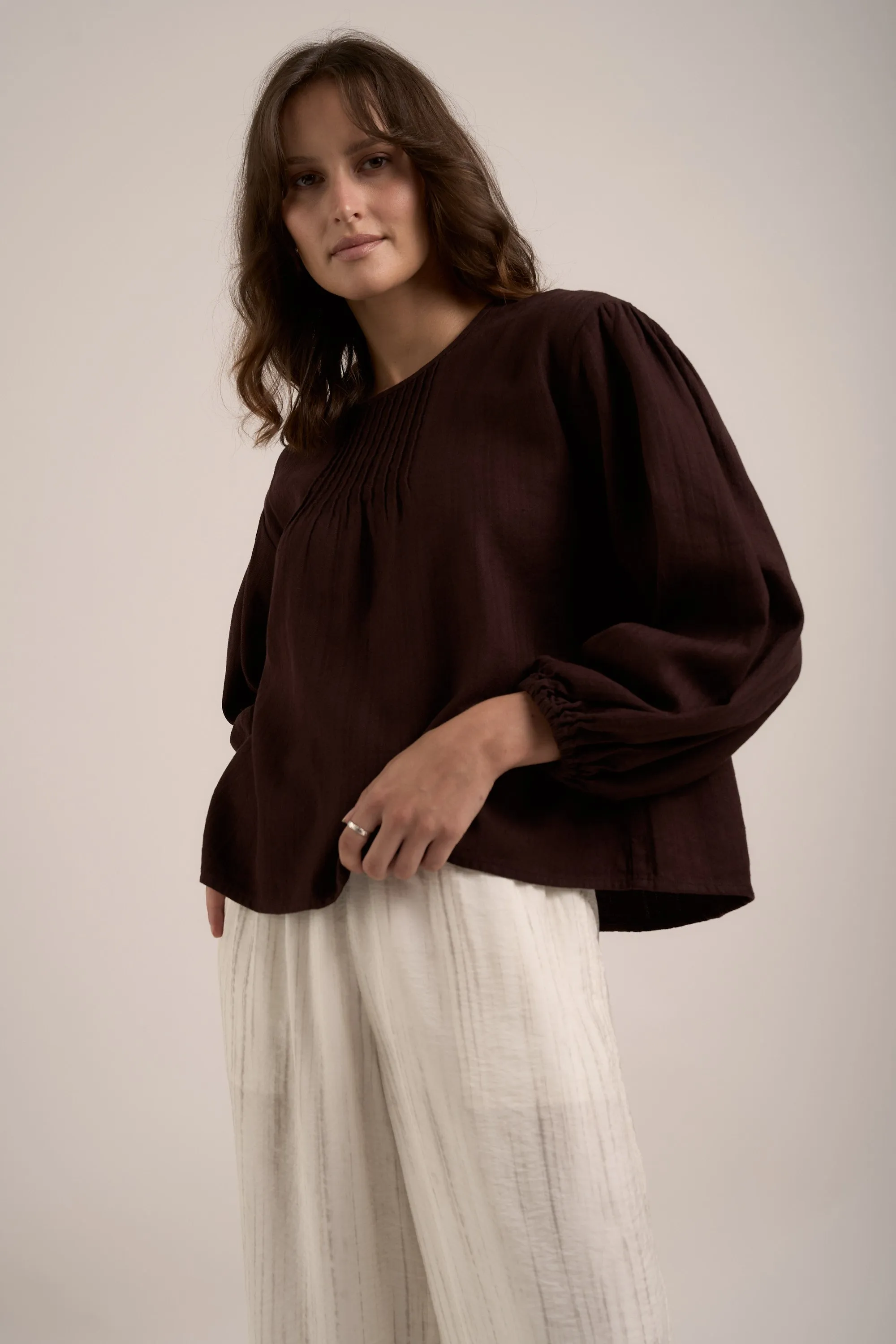 Elementary Pleated Linen Top