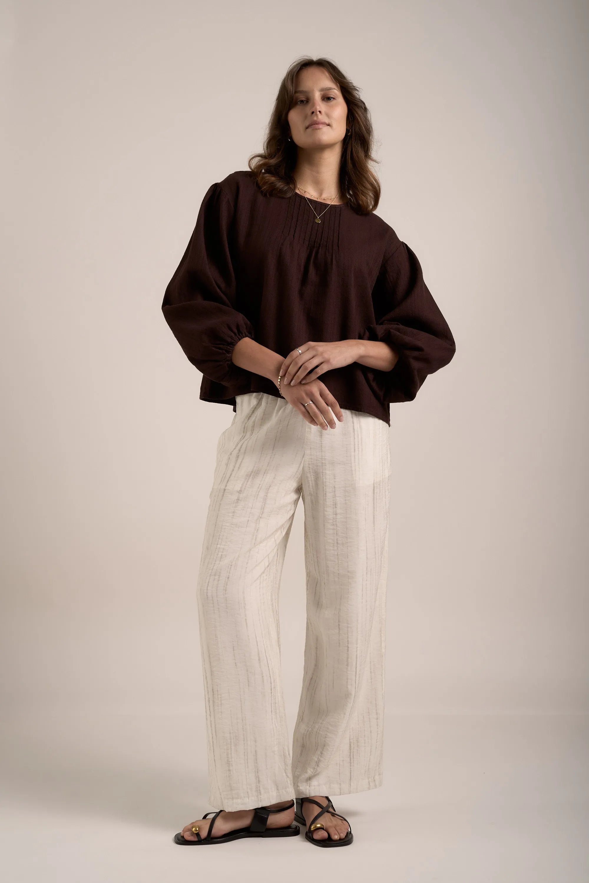 Elementary Pleated Linen Top