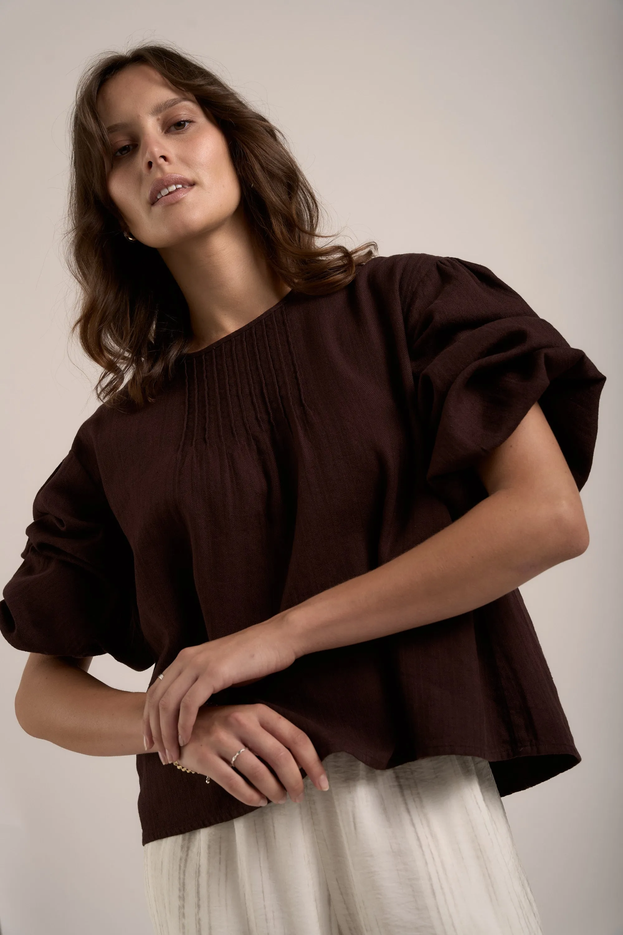 Elementary Pleated Linen Top