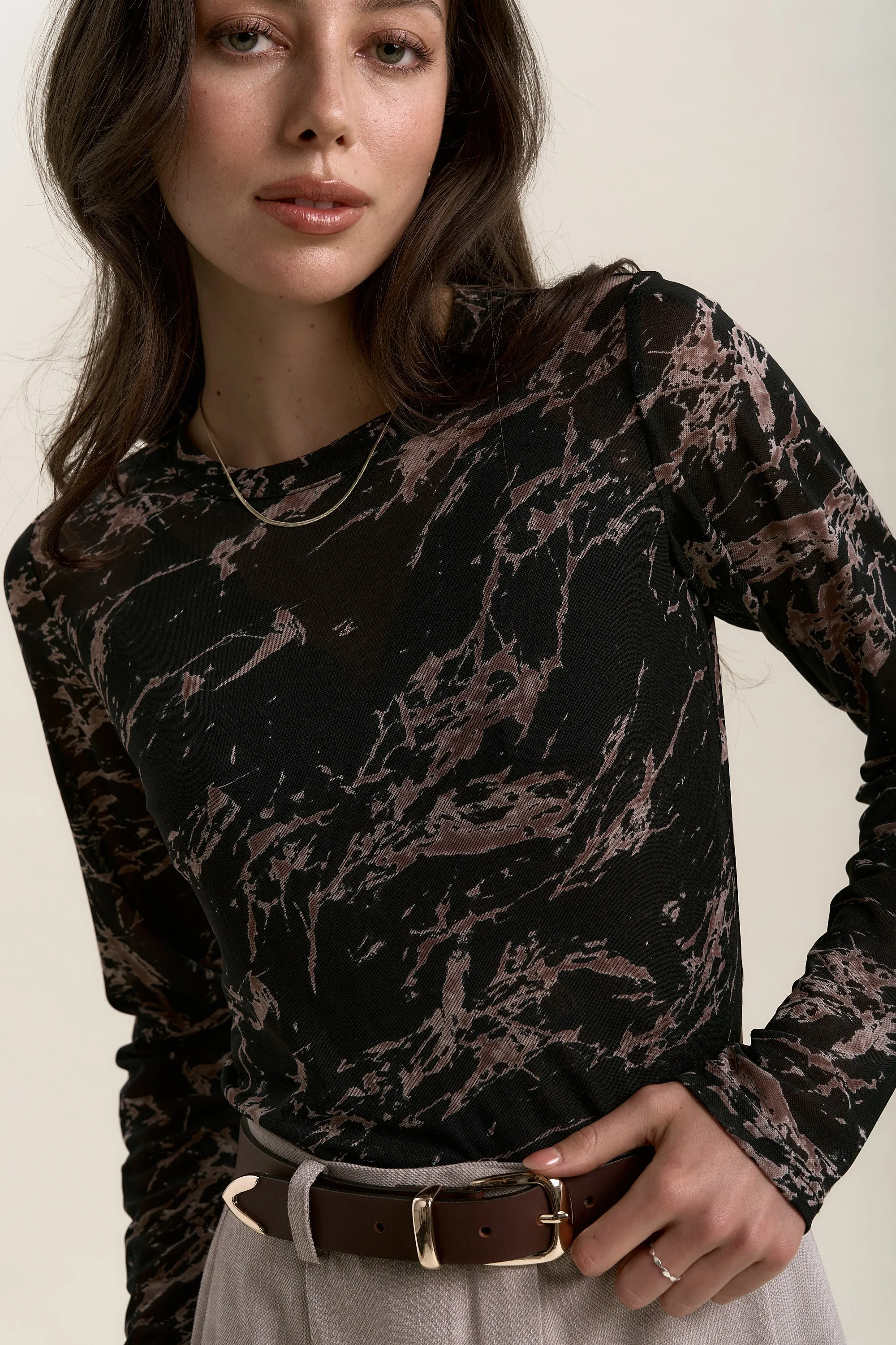 Elise Long Sleeve Mesh Top