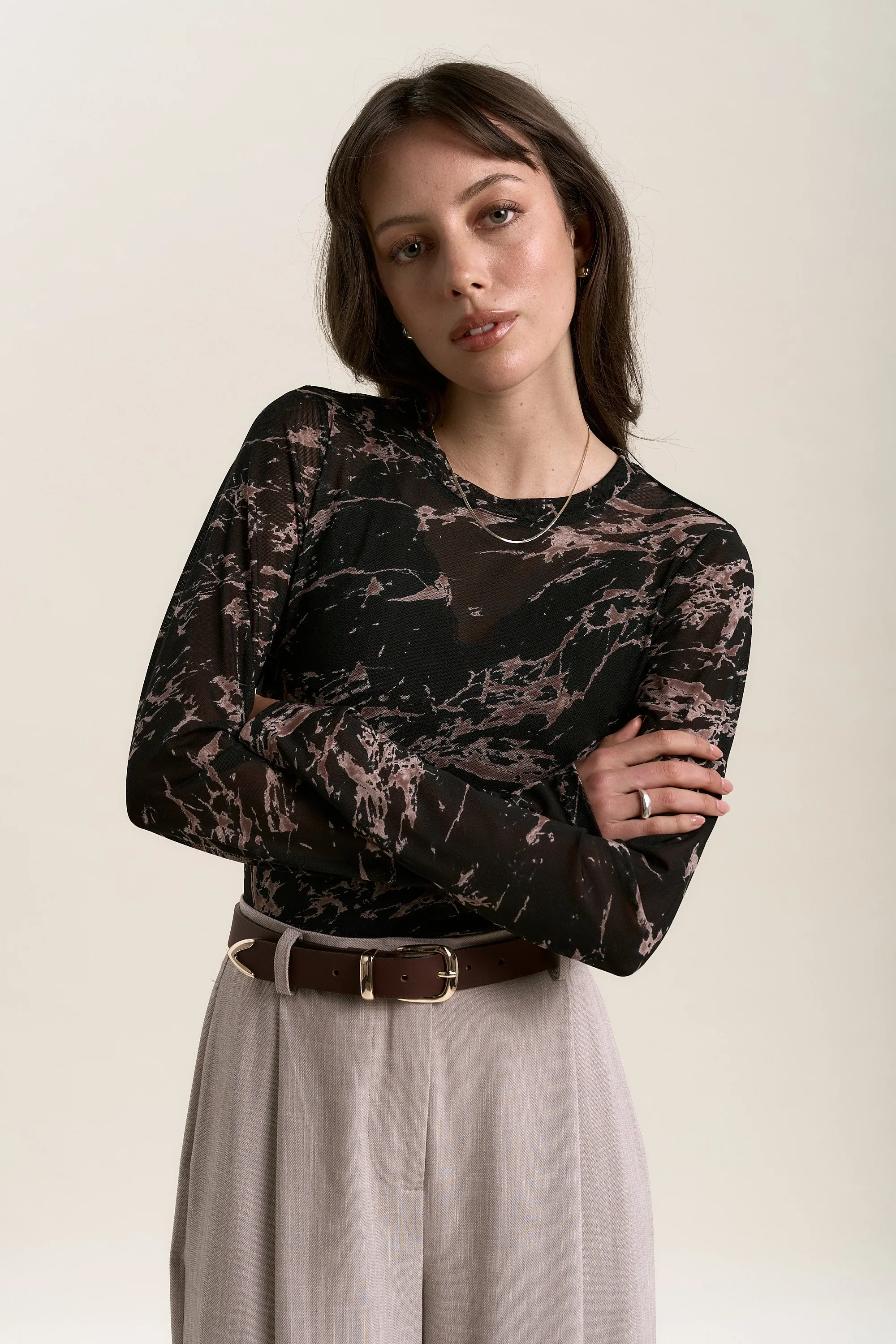 Elise Long Sleeve Mesh Top